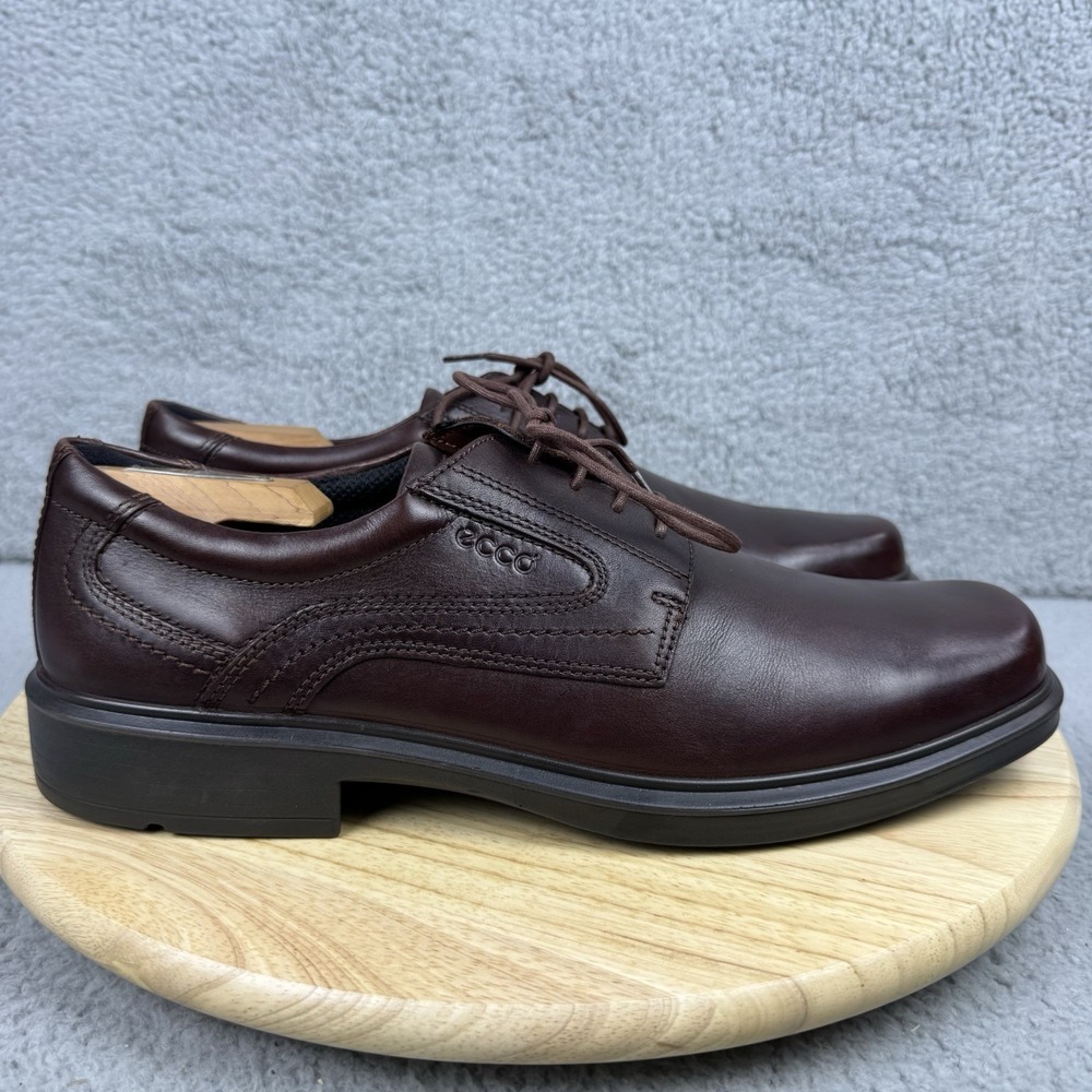 Ecco Shoes Mens US 12/12.5 EU 46 Brown Leather Oxford Loafer Helsinki Lace Up